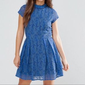 Blue Lace, Open Back, Mini Dress